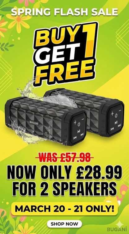 BUGANI Bluetooth Speaker- Get 2 for the price of 1